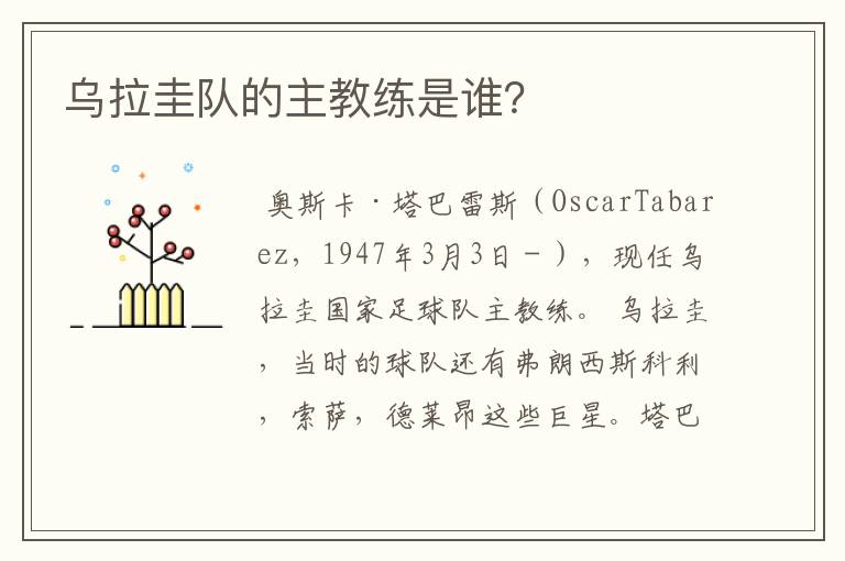 乌拉圭队的主教练是谁?