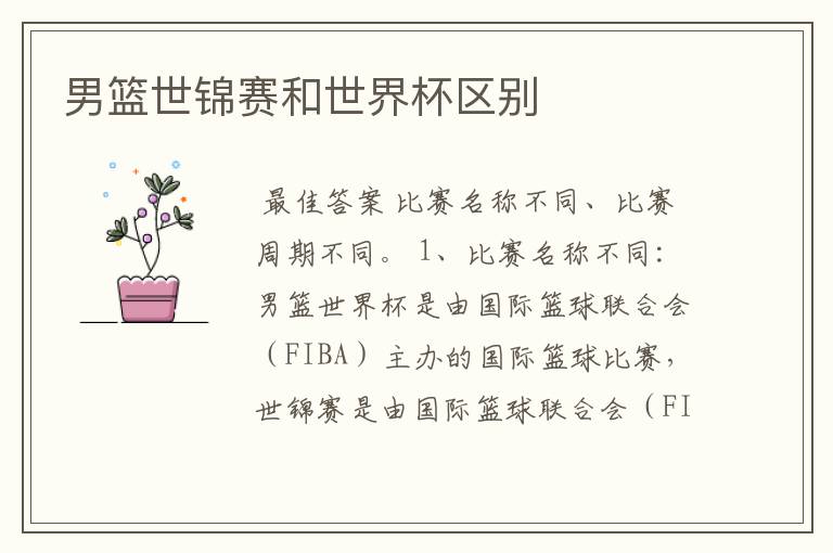 男篮世锦赛和世界杯区别