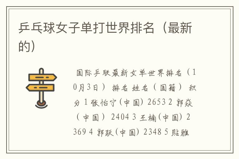 乒乓球女子单打世界排名(最新的)