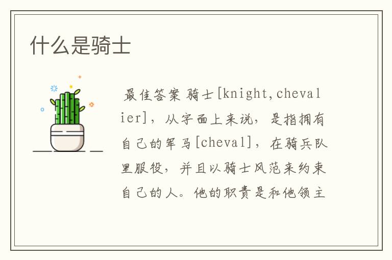 什么是骑士