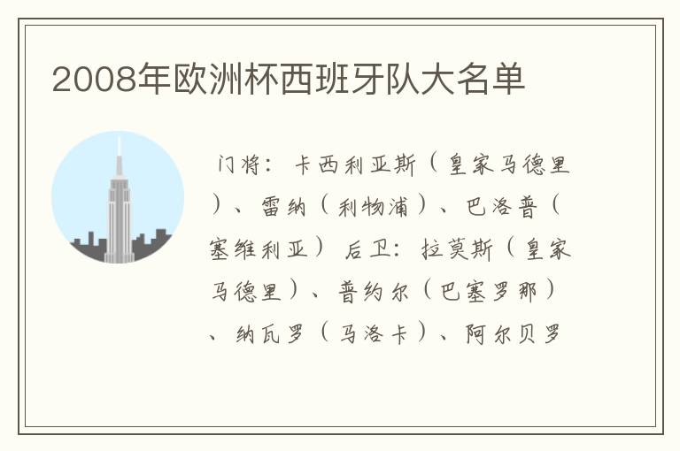 2008年欧洲杯西班牙队大名单