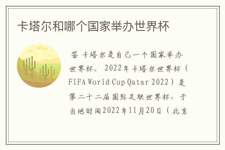 卡塔尔和哪个国家举办世界杯