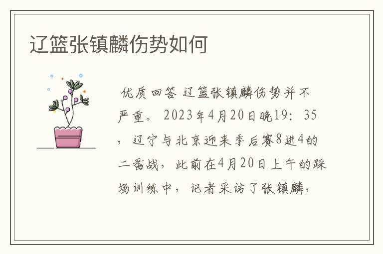 辽篮张镇麟伤势如何