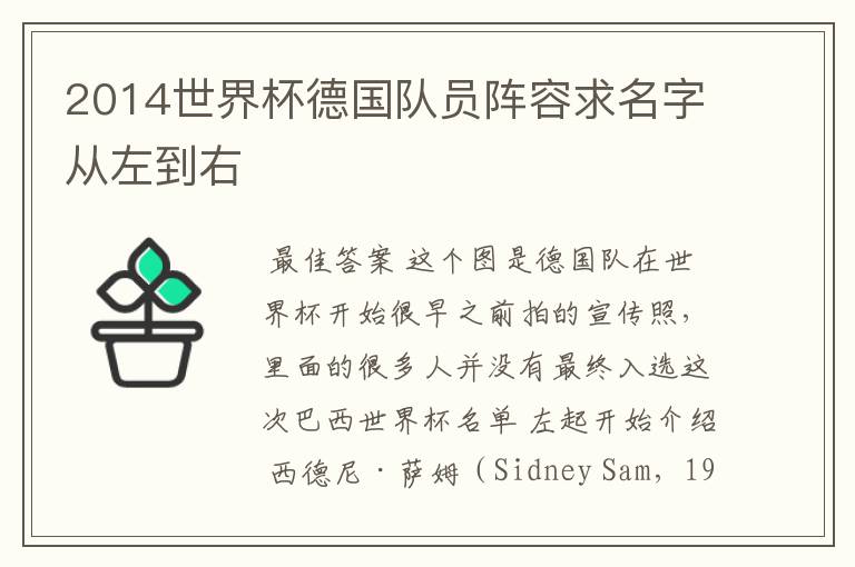 2014世界杯德国队员阵容求名字从左到右
