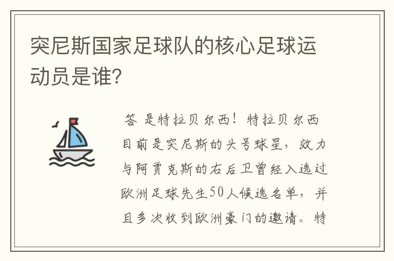 突尼斯国家足球队的核心足球运动员是谁?