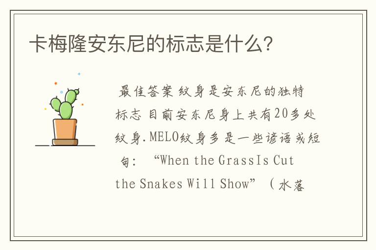 卡梅隆安东尼的标志是什么?