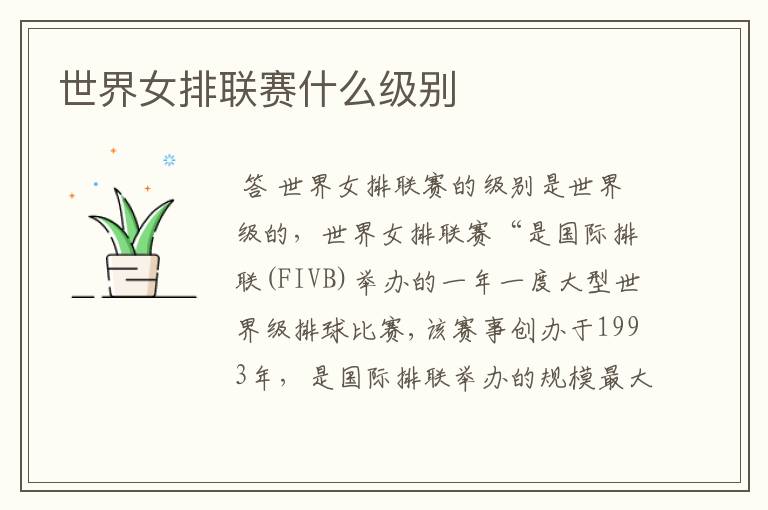 世界女排联赛什么级别