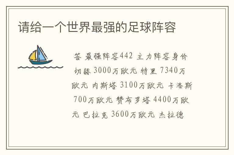 请给一个世界最强的足球阵容
