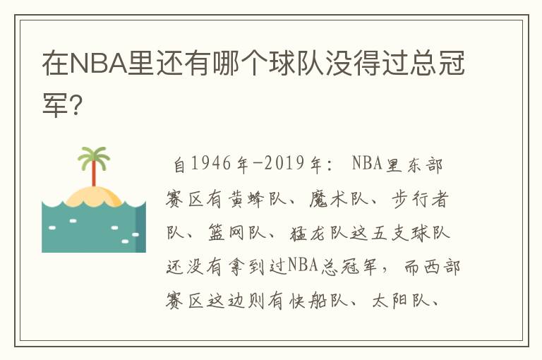 在NBA里还有哪个球队没得过总冠军?
