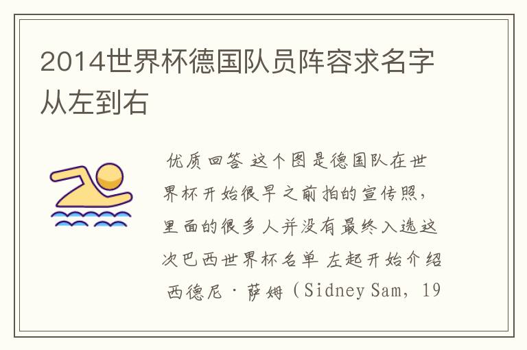 2014世界杯德国队员阵容求名字从左到右