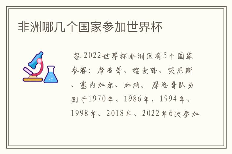 非洲哪几个国家参加世界杯