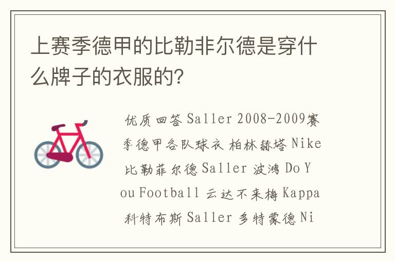 上赛季德甲的比勒非尔德是穿什么牌子的衣服的?