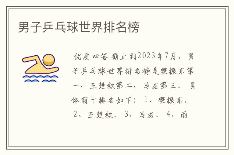 男子乒乓球世界排名榜