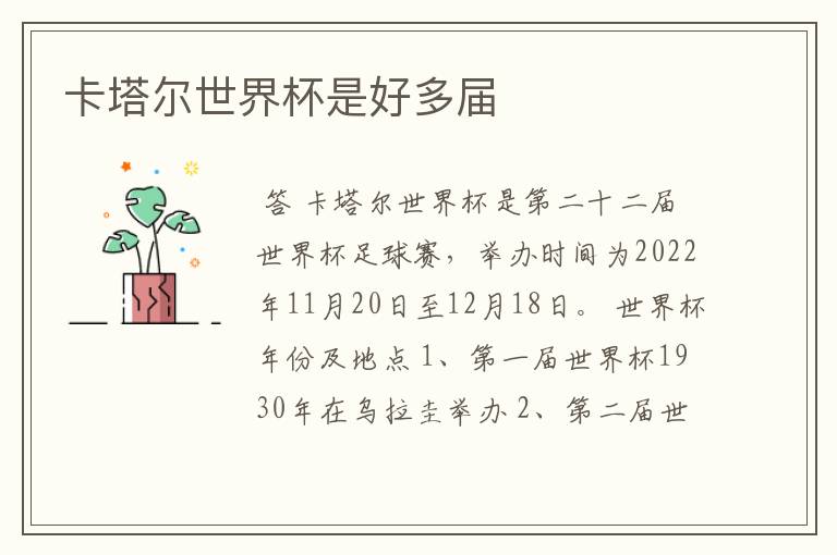 卡塔尔世界杯是好多届