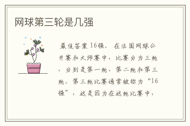 网球第三轮是几强