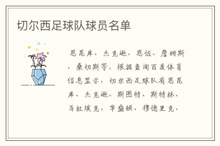 切尔西足球队球员名单