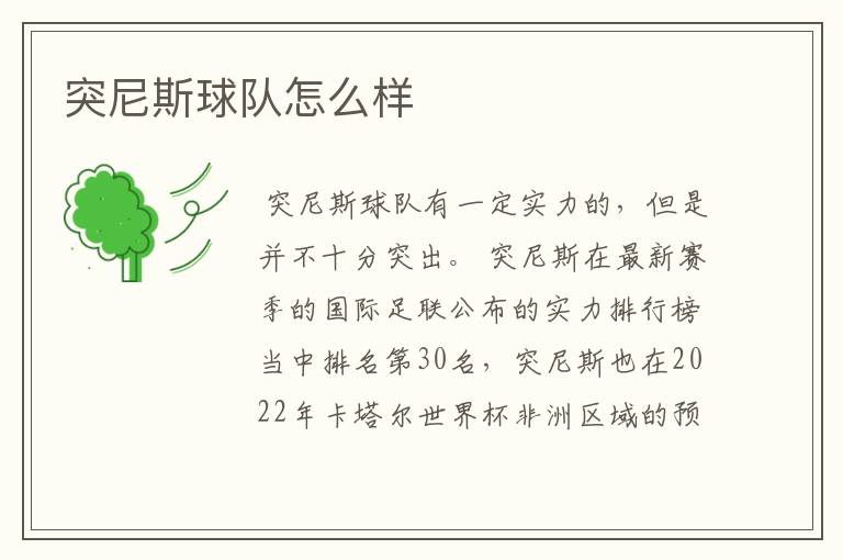 突尼斯球队怎么样