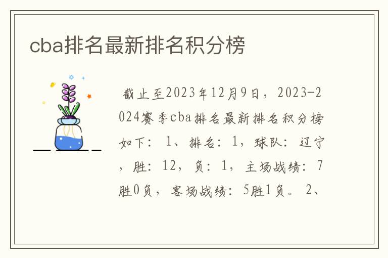 cba排名最新排名积分榜