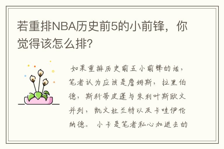 若重排NBA历史前5的小前锋,你觉得该怎么排?