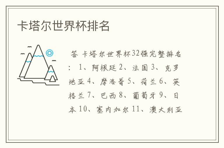 卡塔尔世界杯排名