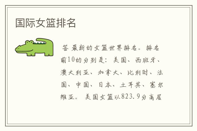 国际女篮排名