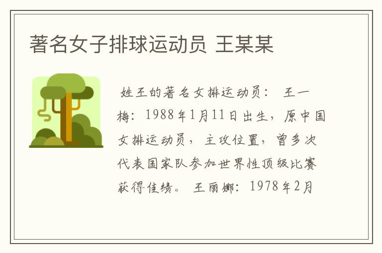 著名女子排球运动员 王某某