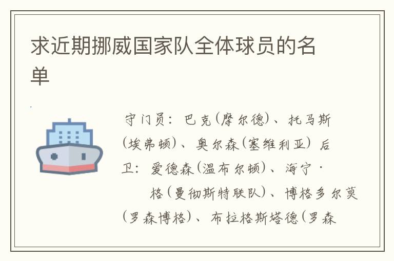 求近期挪威国家队全体球员的名单