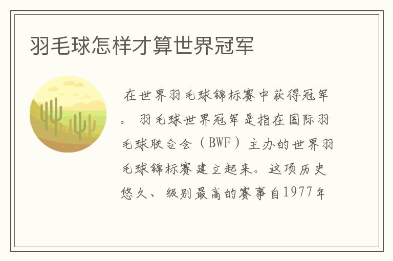 羽毛球怎样才算世界冠军