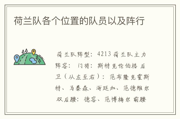荷兰队各个位置的队员以及阵行