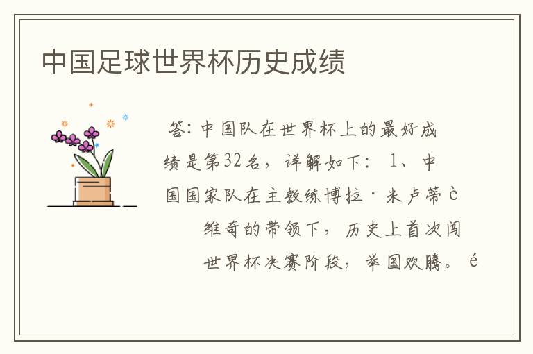 中国足球世界杯历史成绩