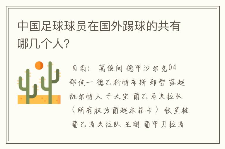 中国足球球员在国外踢球的共有哪几个人?