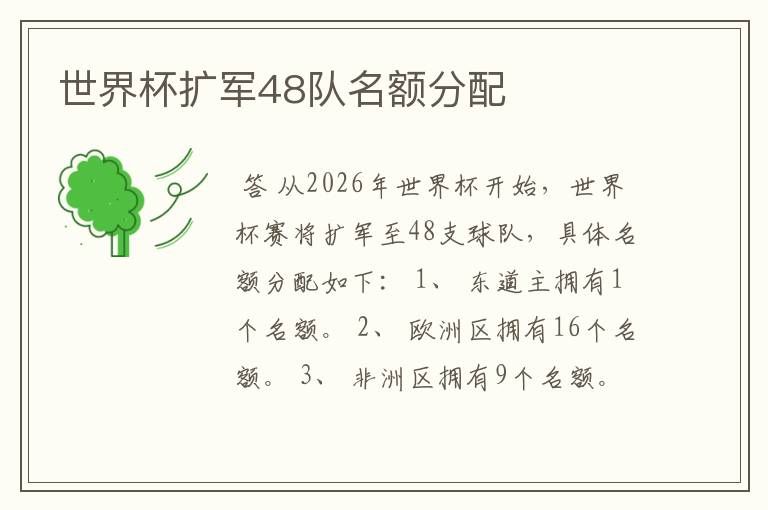世界杯扩军48队名额分配