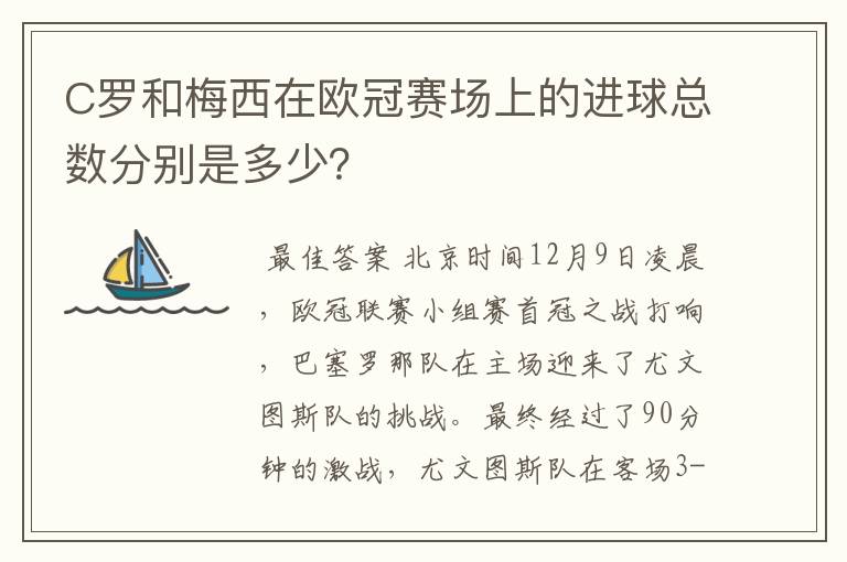 C罗和梅西在欧冠赛场上的进球总数分别是多少?