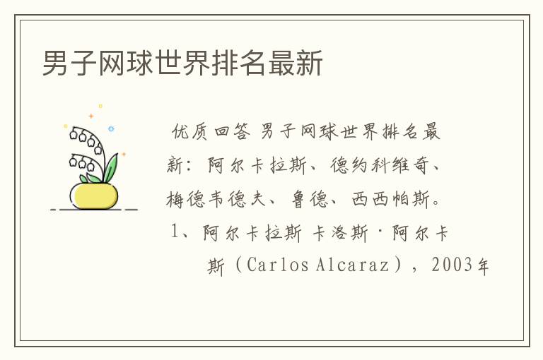 男子网球世界排名最新