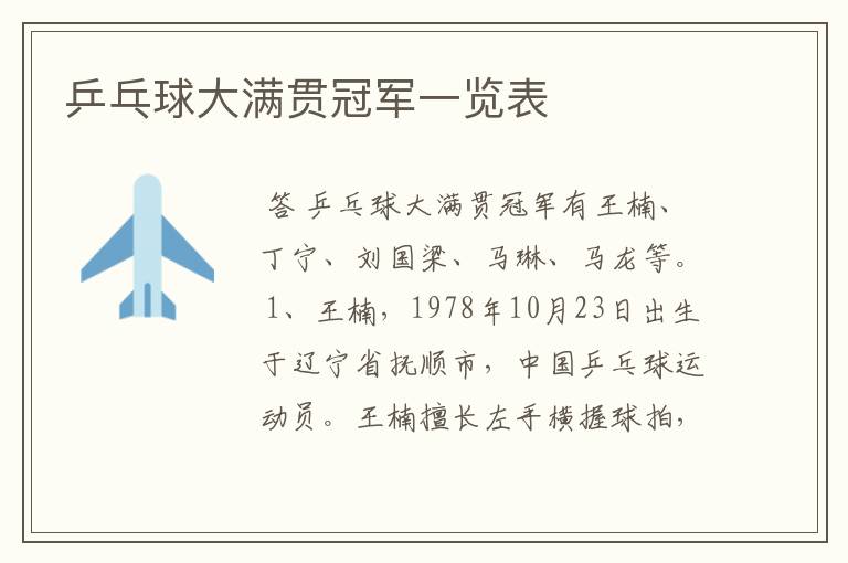 乒乓球大满贯冠军一览表