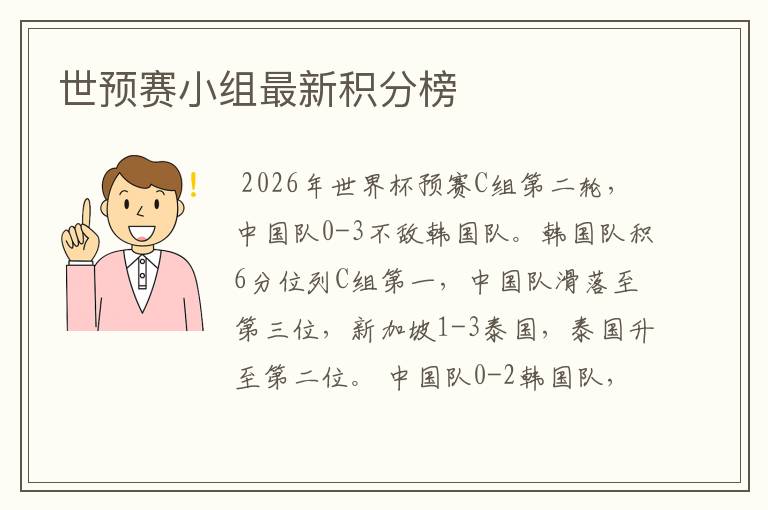 世预赛小组最新积分榜