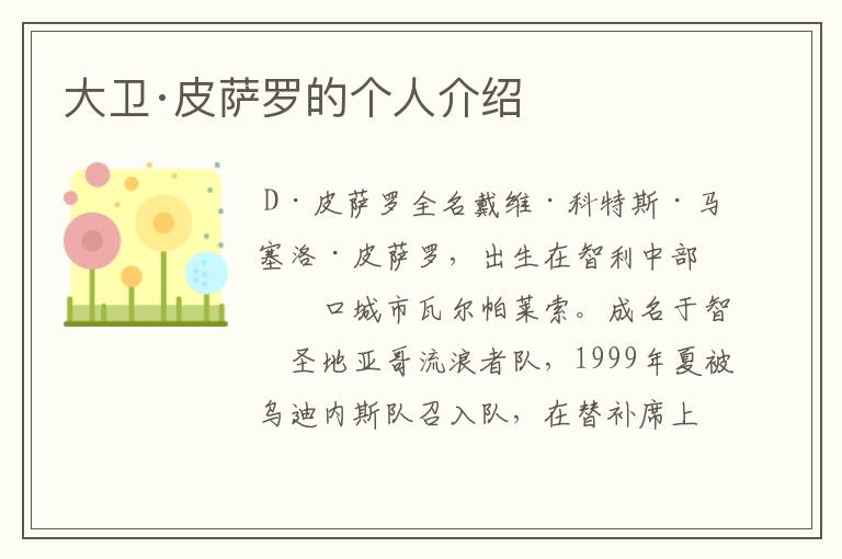 大卫·皮萨罗的个人介绍