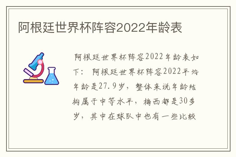 阿根廷世界杯阵容2022年龄表