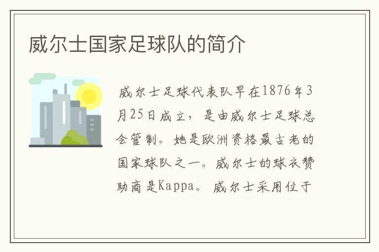 威尔士国家足球队的简介