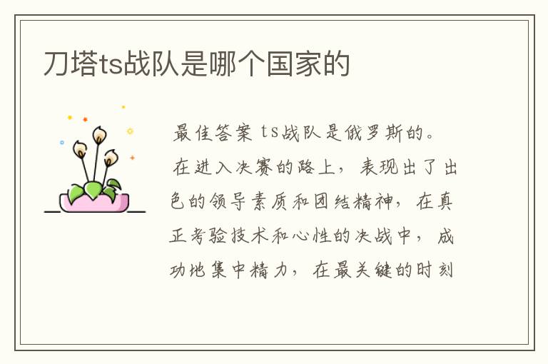 刀塔ts战队是哪个国家的