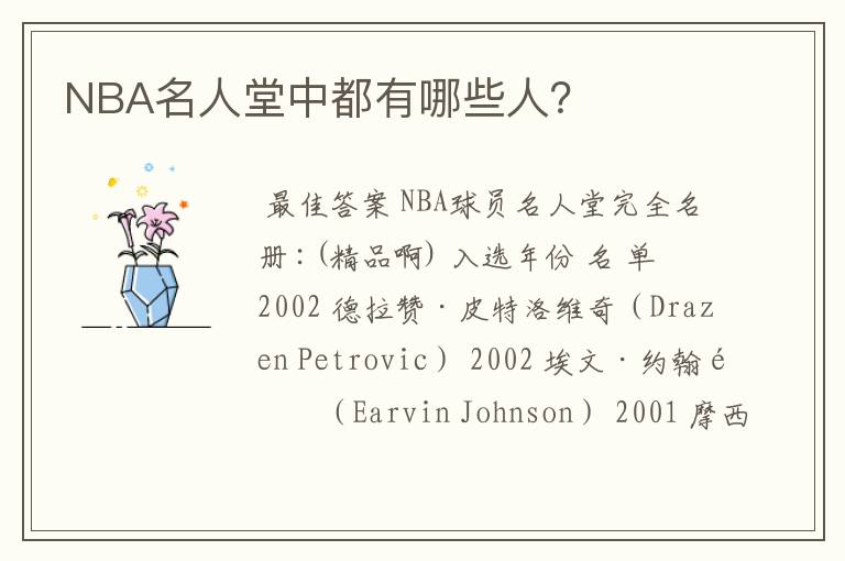 NBA名人堂中都有哪些人？