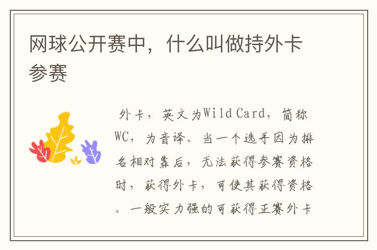网球公开赛中，什么叫做持外卡参赛