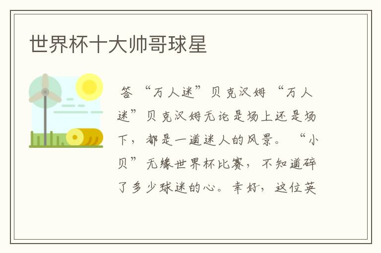 世界杯十大帅哥球星