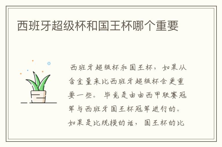 西班牙超级杯和国王杯哪个重要