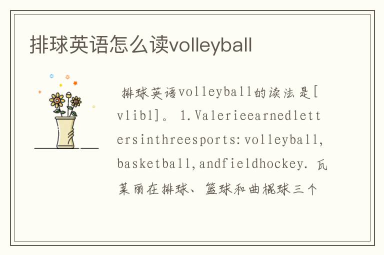 排球英语怎么读volleyball