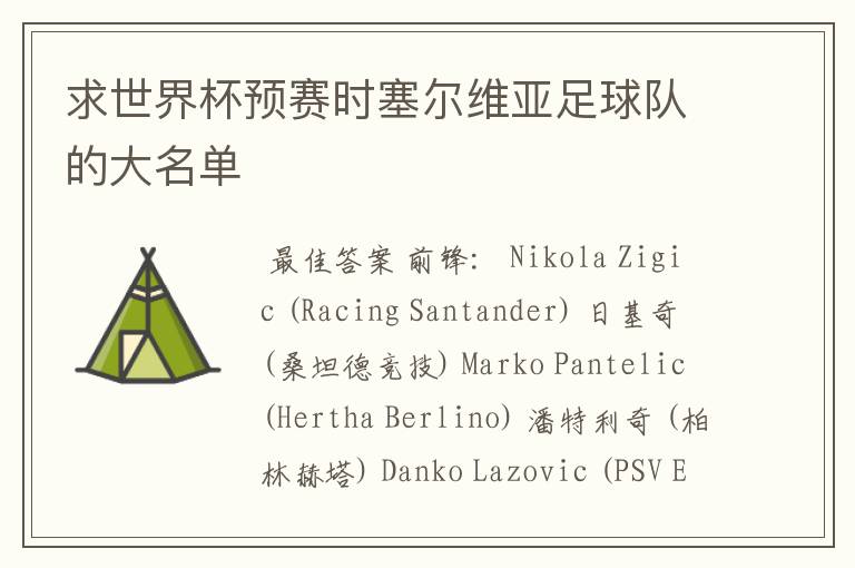 求世界杯预赛时塞尔维亚足球队的大名单