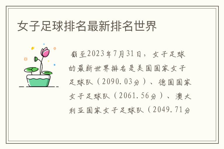 女子足球排名最新排名世界