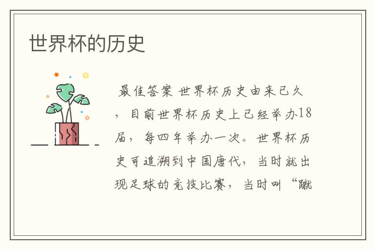 世界杯的历史