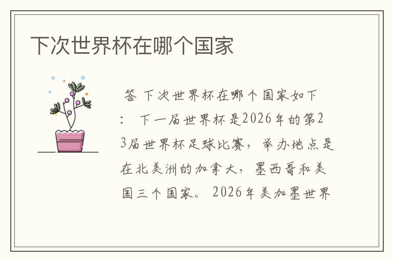 下次世界杯在哪个国家