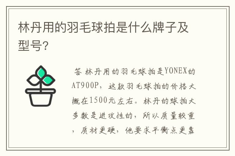 林丹用的羽毛球拍是什么牌子及型号?